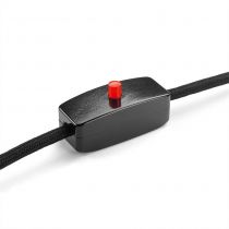 Interrupteur pour cable en Bakelite noire avec bouton poussoir rouge (100480)
