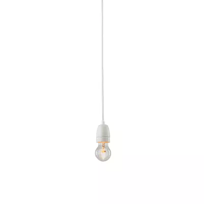Suspension MINIMAL en porcelaine blanche avec c�ble en tissu blanc 1m50 (101178)