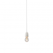 Suspension MINIMAL en porcelaine blanche avec câble en tissu blanc 1m50 (101178)