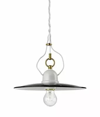 Suspension en porcelaine avec abat-jour en �mail (101182)