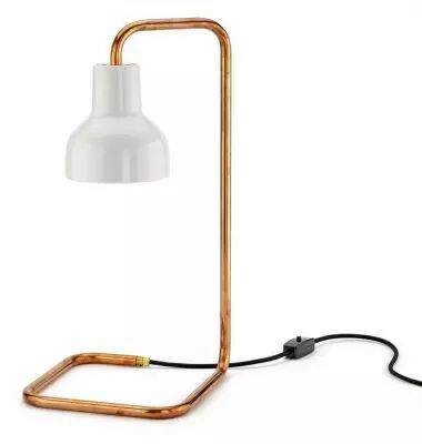 Lampe de table, base en cuivre et abat jour en porcelaine de chine tendre (101222)