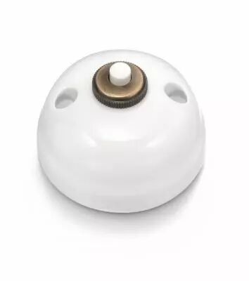Bouton poussoir arrondi en porcelaine blanche de la collection Garby de Fontini (30310172)