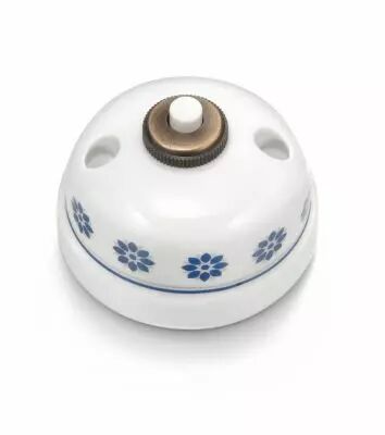 Bouton poussoir arrondi en porcelaine d�cor bleu/argent de la collection Garby de Fontini (30310612)