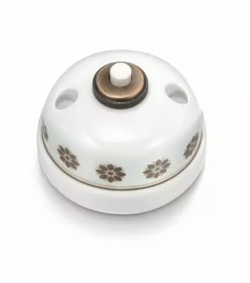 Bouton poussoir arrondi en porcelaine d�cor marron/or de la collection Garby de Fontini (30310632)