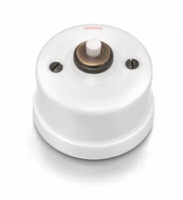 Bouton poussoir en porcelaine blanche sans passe-c�ble de la collection Garby de Fontini (30312175)