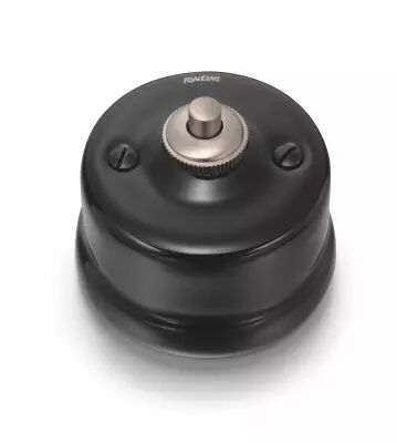 Bouton poussoir en porcelaine noire sans passe-c�ble de la collection Garby de Fontini (30312275)
