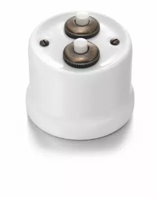 Poussoir double en porcelaine blanche sans passe-c�ble de la collection Garby de Fontini (30343175)