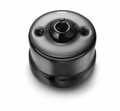 Poussoir rotatif double en porcelaine noire sans passe-c�ble de la collection Garby de Fontini (30344276)