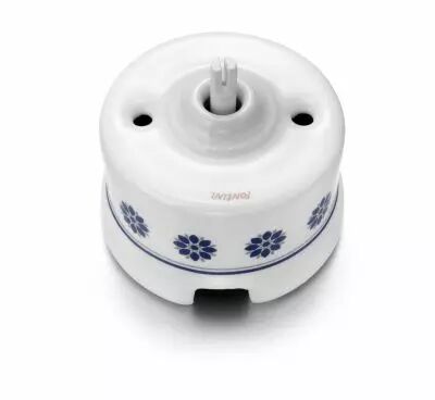 Poussoir rotatif double en porcelaine d�cor bleu/argent de la collection Garby de Fontini (30344611)