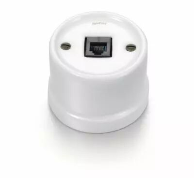 Prise RJ45 UTP Cat 6 en porcelaine blanche sans passe-c�ble de la collection Garby de Fontini (30702175)