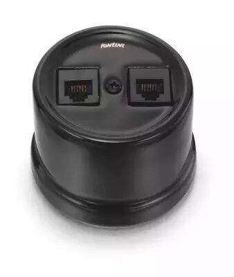 Prise RJ45 UTP Cat 6 double en porcelaine noire sans passe-c�ble de la collection Garby de Fontini (30707275)