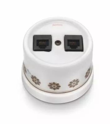 Prise RJ45 UTP Cat 6 double en porcelaine d�cor marron/or de la collection Garby de Fontini (30707632)