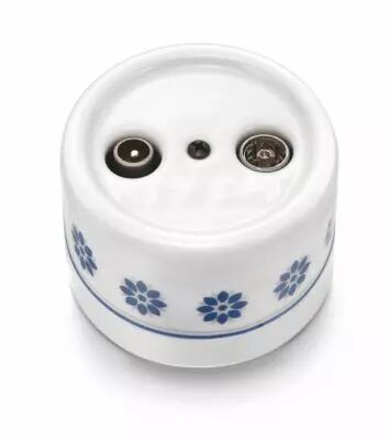 Prise R-TV/SAT final en porcelaine d�cor bleu/argent de la collection Garby de Fontini (30709612)
