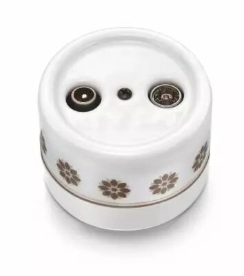 Prise R-TV/SAT final en porcelaine d�cor marron/or de la collection Garby de Fontini (30709632)