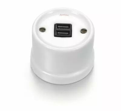 Chargeur USB A+A en porcelaine blanche sans passe-c�ble de la collection Garby de Fontini (30765175)