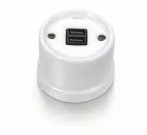 Chargeur USB A+A en porcelaine blanche sans passe-c&acirc;ble de la collection Garby de Fontini (30765175)
