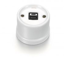 Chargeur USB A+C en porcelaine blanche sans passe-câble de la collection Garby de Fontini (30766175)