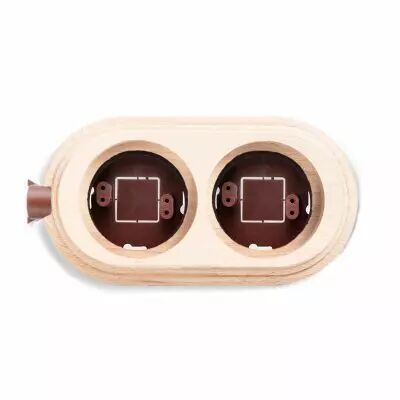 Socle 2 elements verticale avec 1 trou en h�tre sans vernis de la collection Garby de Fontini (30822002)