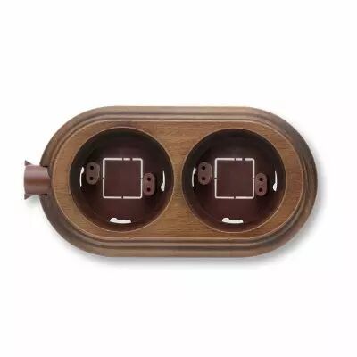 Socle 2 elements verticale avec 1 trou en h�tre vielli de la collection Garby de Fontini (30822212)