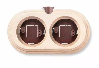 Socle 2 elements horizontale avec 1 trou en h�tre sans vernis de la collection Garby de Fontini (30832002)