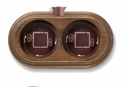 Socle 2 elements horizontale avec 1 trou en h�tre vielli de la collection Garby de Fontini (30832212)