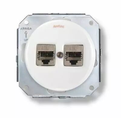 Prise RJ45 STP Cat 6A double en porcelaine blanche de la collection Garby Colonial de Fontini (31761172)