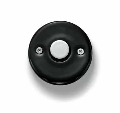 Bouton poussoir m�tal chrome porcelaine noire de la collection Do de Fontini (33310012)