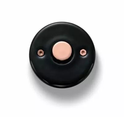 Bouton poussoir m�tal cuivre brillant porcelaine noire de la collection Do de Fontini (33310032)