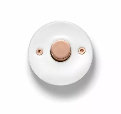 Bouton poussoir m�tal cuivre brillant porcelaine blanche de la collection Do de Fontini (33310132)
