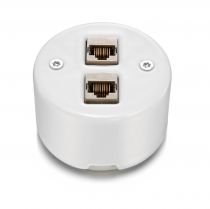 Prise RJ45 UTP Cat 6 double porcelaine blanche de la collection Do de Fontini (33707172)