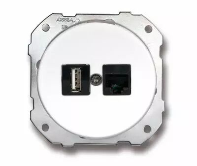 Prise USB + RJ45 UTP Cat 6 double porcelaine blanche de la collection Do low de Fontini (34719172)