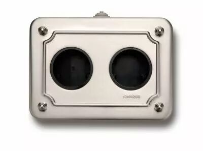 Bo�te saillie en m�tal nickel satin� 2 postes - pose horizontale - Collection Venezia de Fontini (35408512)