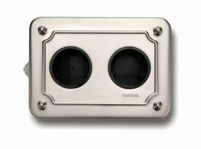 Bo�te saillie en m�tal nickel satin� 2 postes - pose vertical - Collection Venezia de Fontini (35409512)