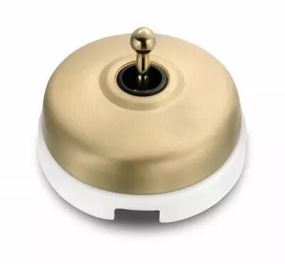 Permutateur d�me dor�e satin�e et manette dor�e brillante porcelaine blanche de la collection Dimbler de Fontini (60304522)