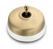 Permutateur dorée satin manette dorée brill. porcelaine blanche sans passe-câble de la collection Dimbler de Fontini (60304592)