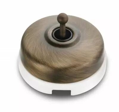 Permutateur d�me bronze ancien et manette laiton viellie porcelaine blanche de la collection Dimbler de Fontini (60304702)