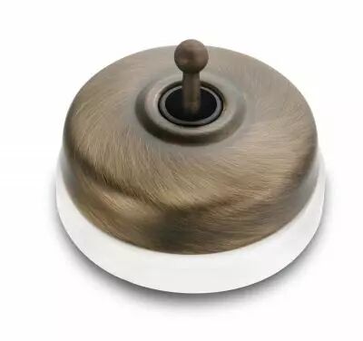 Permutateur bronze ancien manette laiton viell. Porcel. blanche sans passe-c�ble de la collection Dimbler de Fontini (60304712)