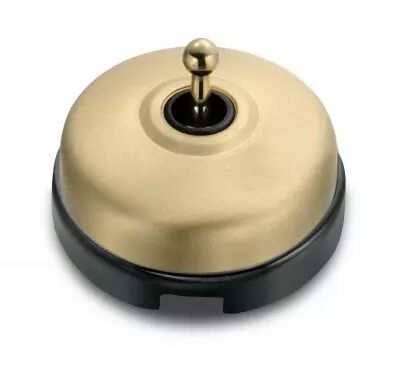 Permutateur d�me dor�e satin�e et manette dor�e brillante porcelaine noire de la collection Dimbler de Fontini (60304742)