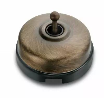 Permutateur d�me bronze ancien et manette laiton viellie porcelaine noire de la collection Dimbler de Fontini (60304752)