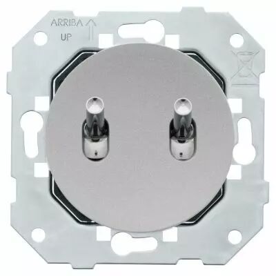 Double va-et-vient 10AX-250V~ � levier chrome et centre aluminium - Collection DOM de Fontini (85302511)