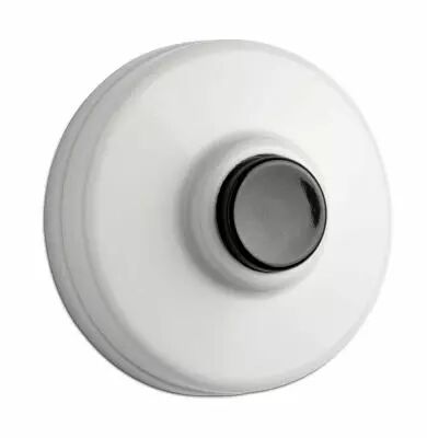 Bouton poussoir pour sonnette en bakelite Blanche avec bouton noir