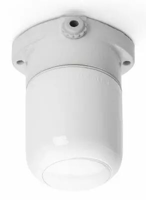 Plafonnier sp�cial sauna  en porcelaine blanche avec verre opale LISILUX taille S