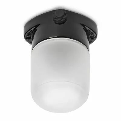 Plafonnier en porcelaine noire avec verre d�poli LISILUX taille S