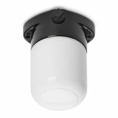 Plafonnier en porcelaine noire avec verre opale LISILUX taille S