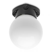 Plafonnier en porcelaine noire avec verre globe opale (Diam 125mm)LISILUX taille S