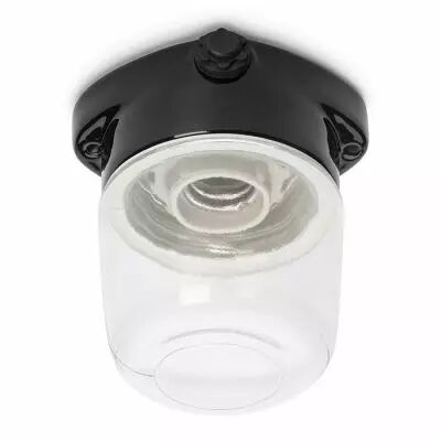 Plafonnier en porcelaine noire avec verre clair LISILUX taille M