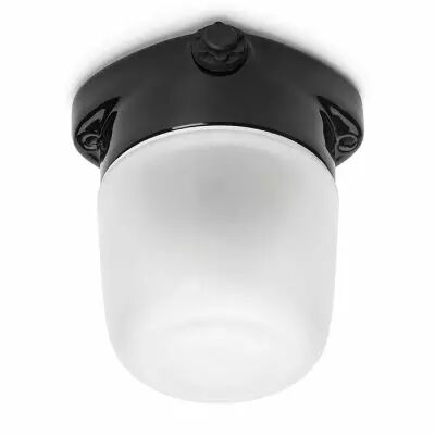 Plafonnier en porcelaine noire avec verre d�poli LISILUX taille M