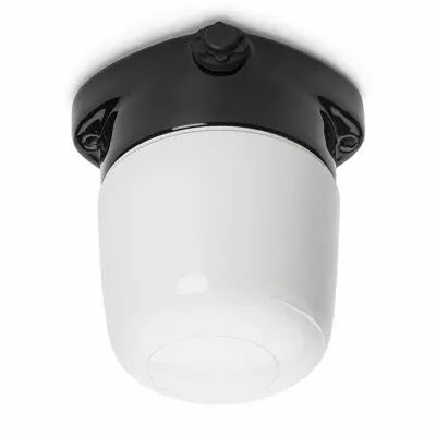 Plafonnier en porcelaine noire avec verre opale LISILUX taille M