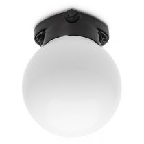 Plafonnier en porcelaine noire avec verre globe opale  (Diam 150mm) pour socle LISILUX taille M