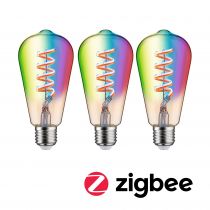 Ampoule LED E27 Filament Edison Zigbee 6,3W x3 RGBW 470lm 2200-6500K or